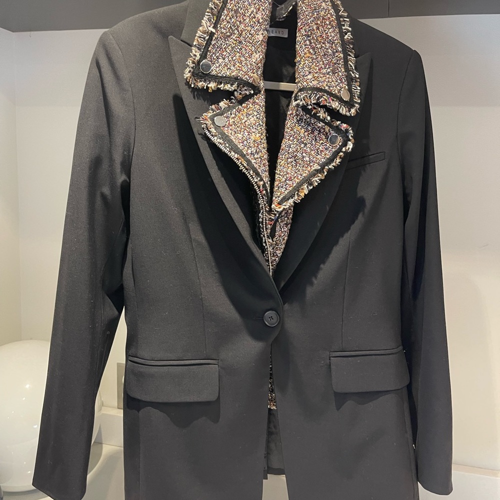 $698 Veronica Beard Black Classic Wool Dickey Jacket Blazer Single Button sz 4 - Picture 7 of 14